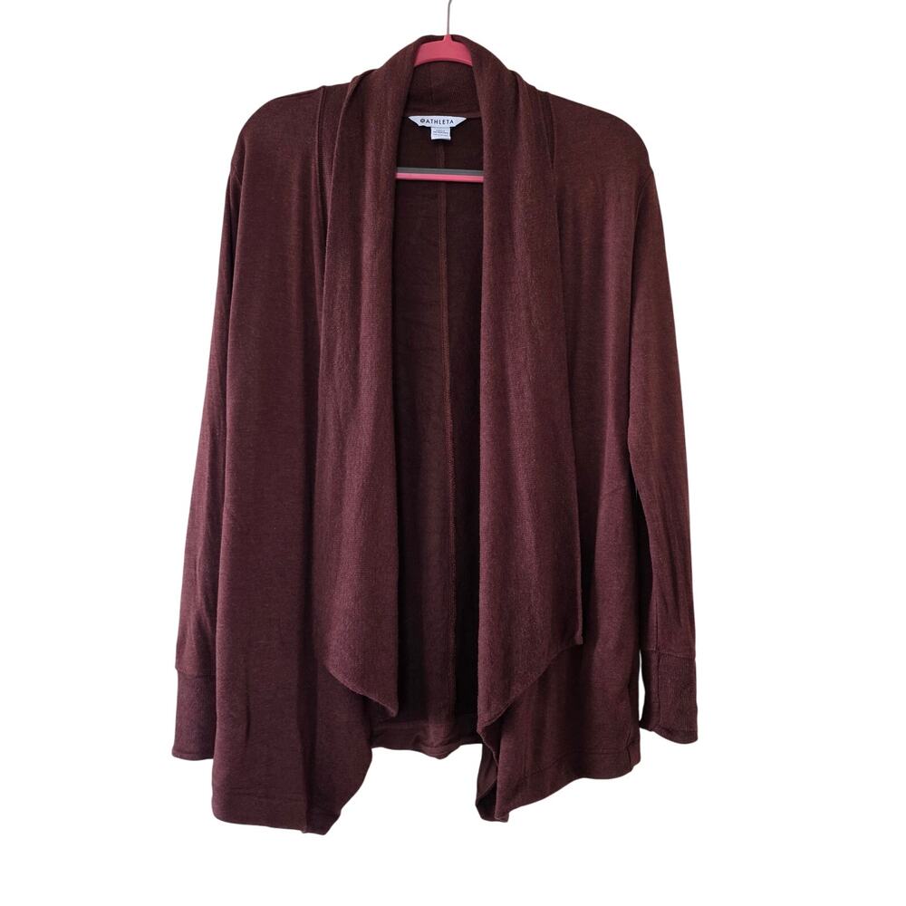 Athleta Pranayama Wrap Cardigan Womens Size XS Brown Modal Open Front